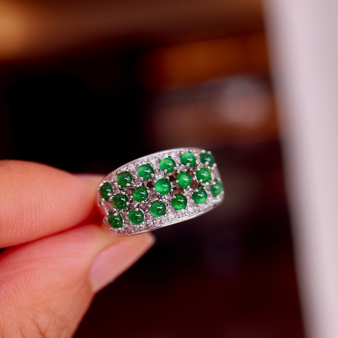 Natural Jade Open Ring - 4