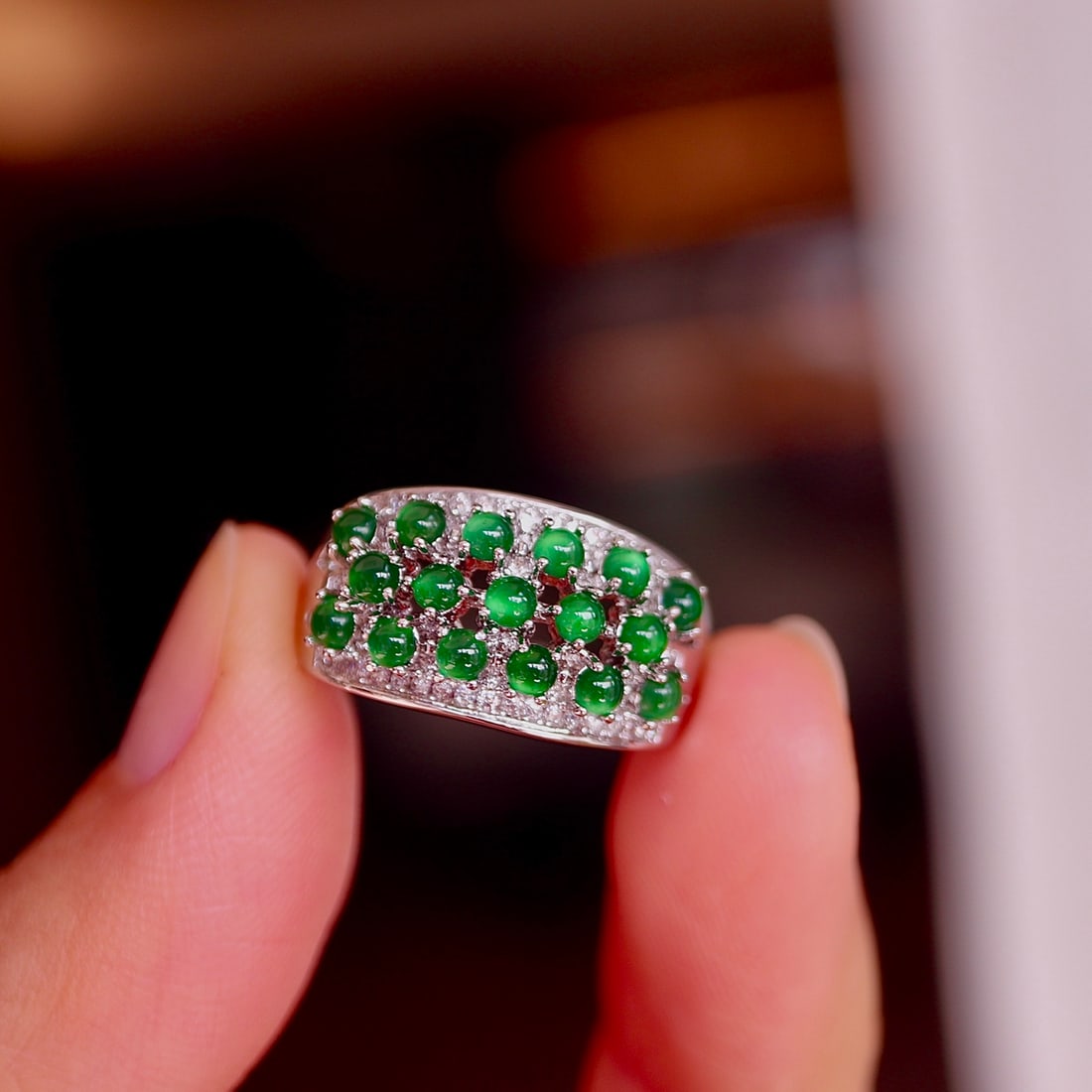 Natural Jade Open Ring - 5