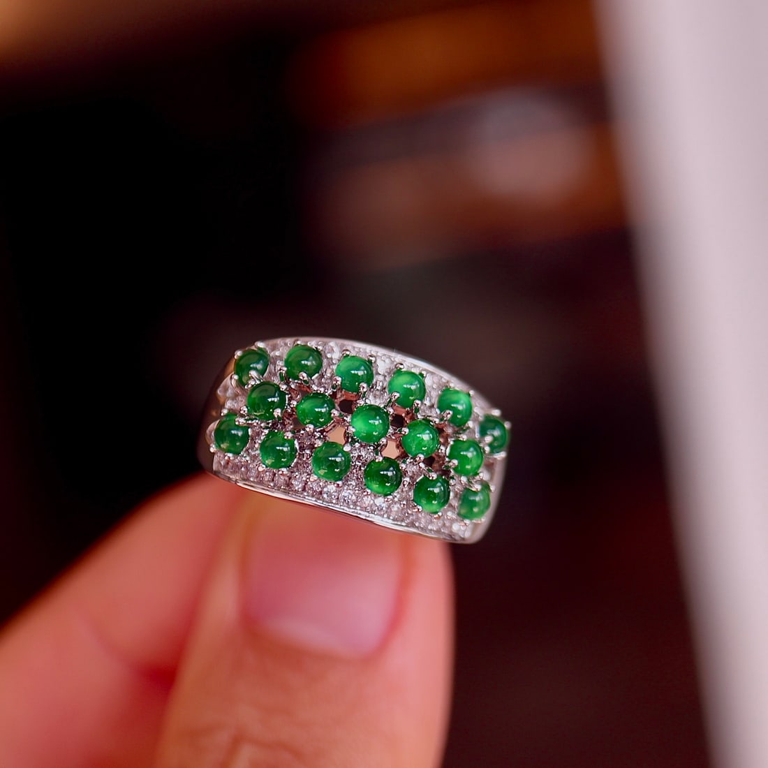 Natural Jade Open Ring - 6