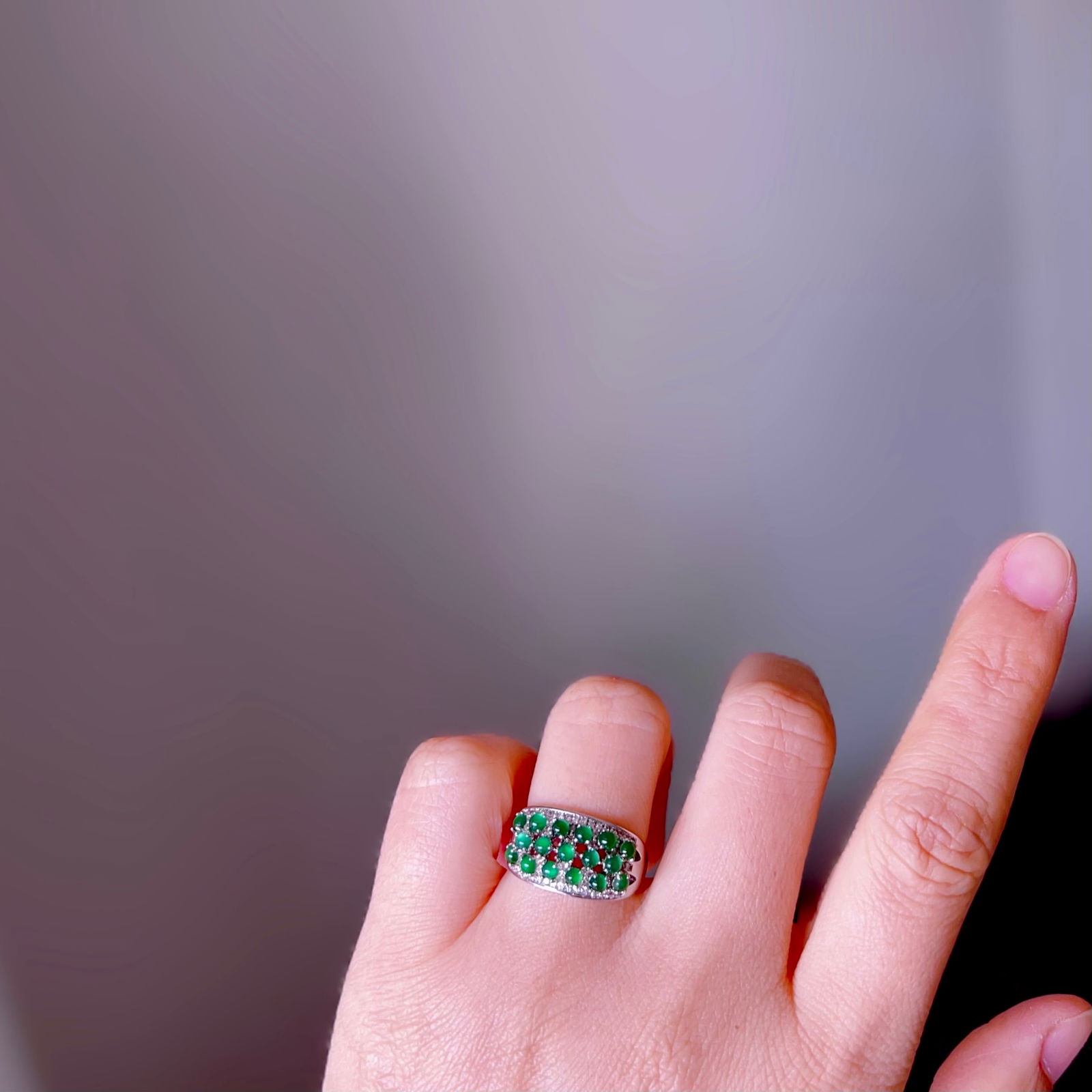 Natural Jade Open Ring - 7