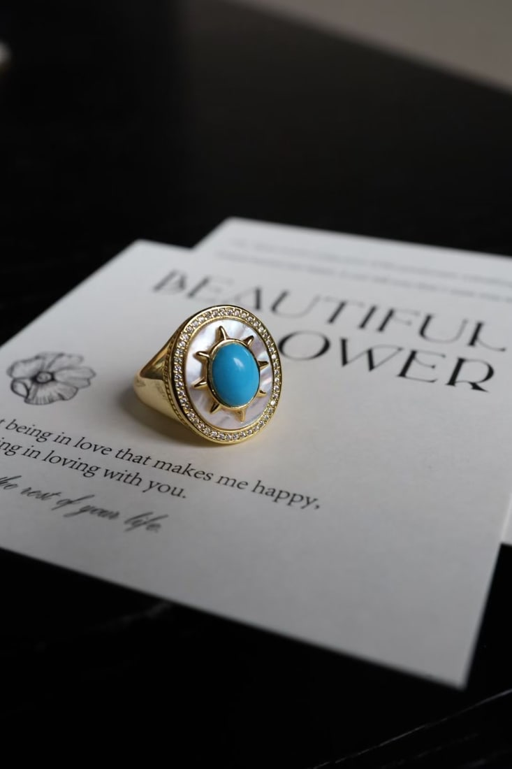 925 Silver and White Mother-of-Pearl, Green Turquoise Pearl Earrings - 2