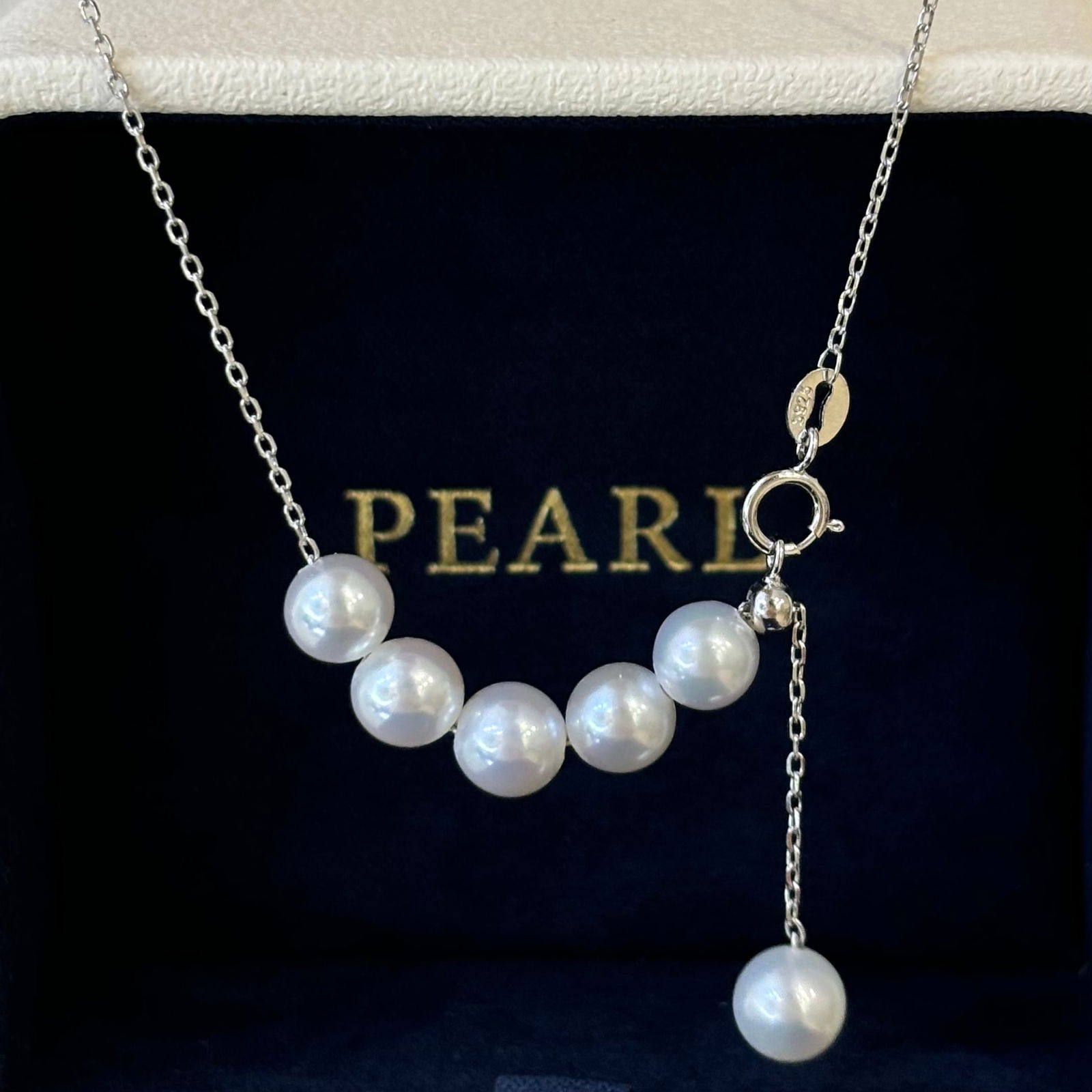 S925 Sterling Silver Akoya Pearl Smile Necklace - 3