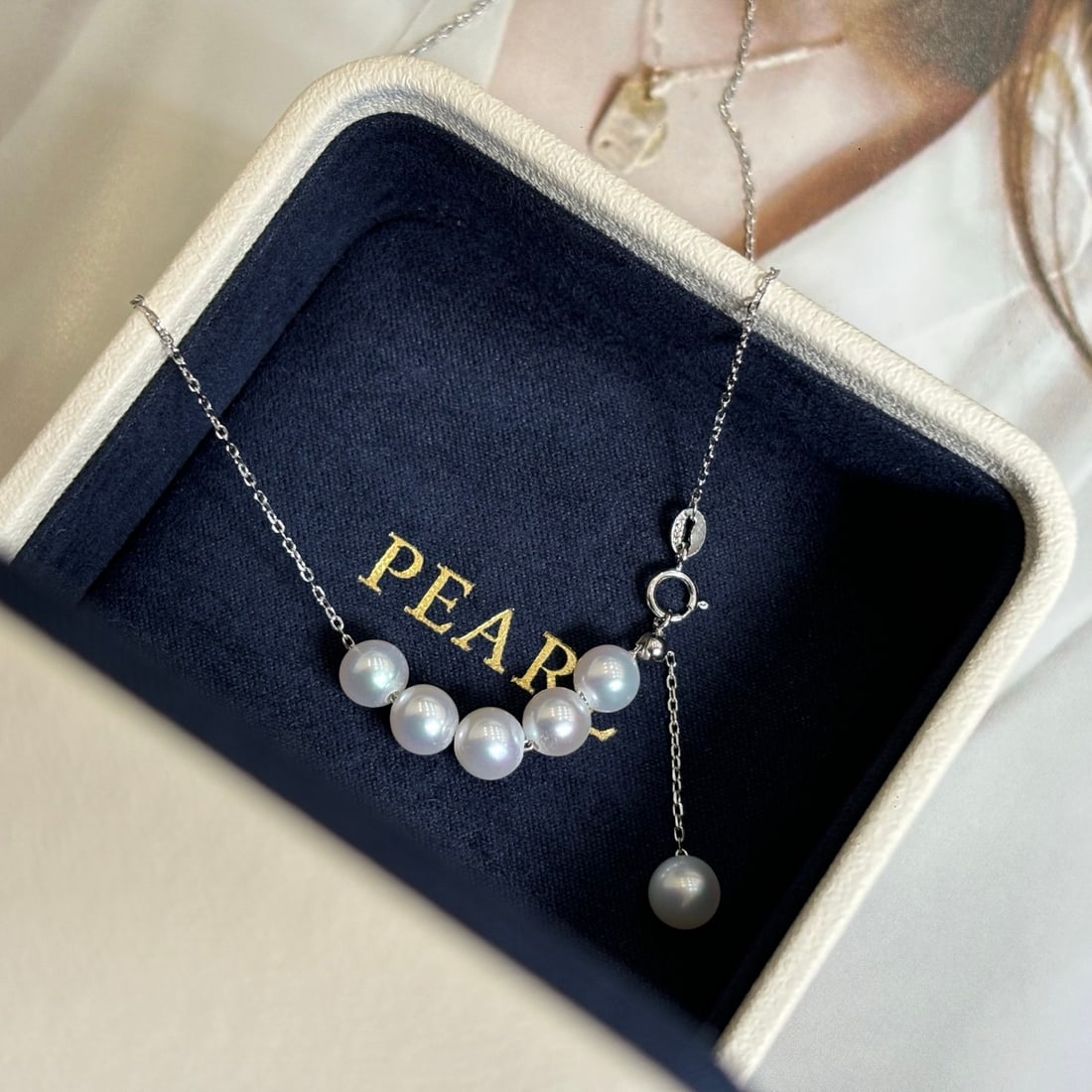 S925 Sterling Silver Akoya Pearl Smile Necklace - 5