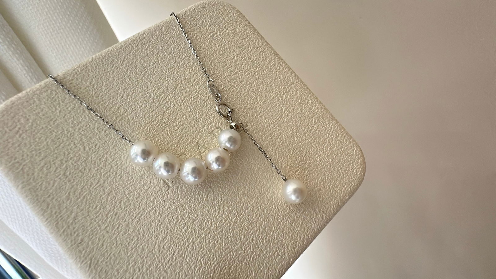 S925 Sterling Silver Akoya Pearl Smile Necklace - 6