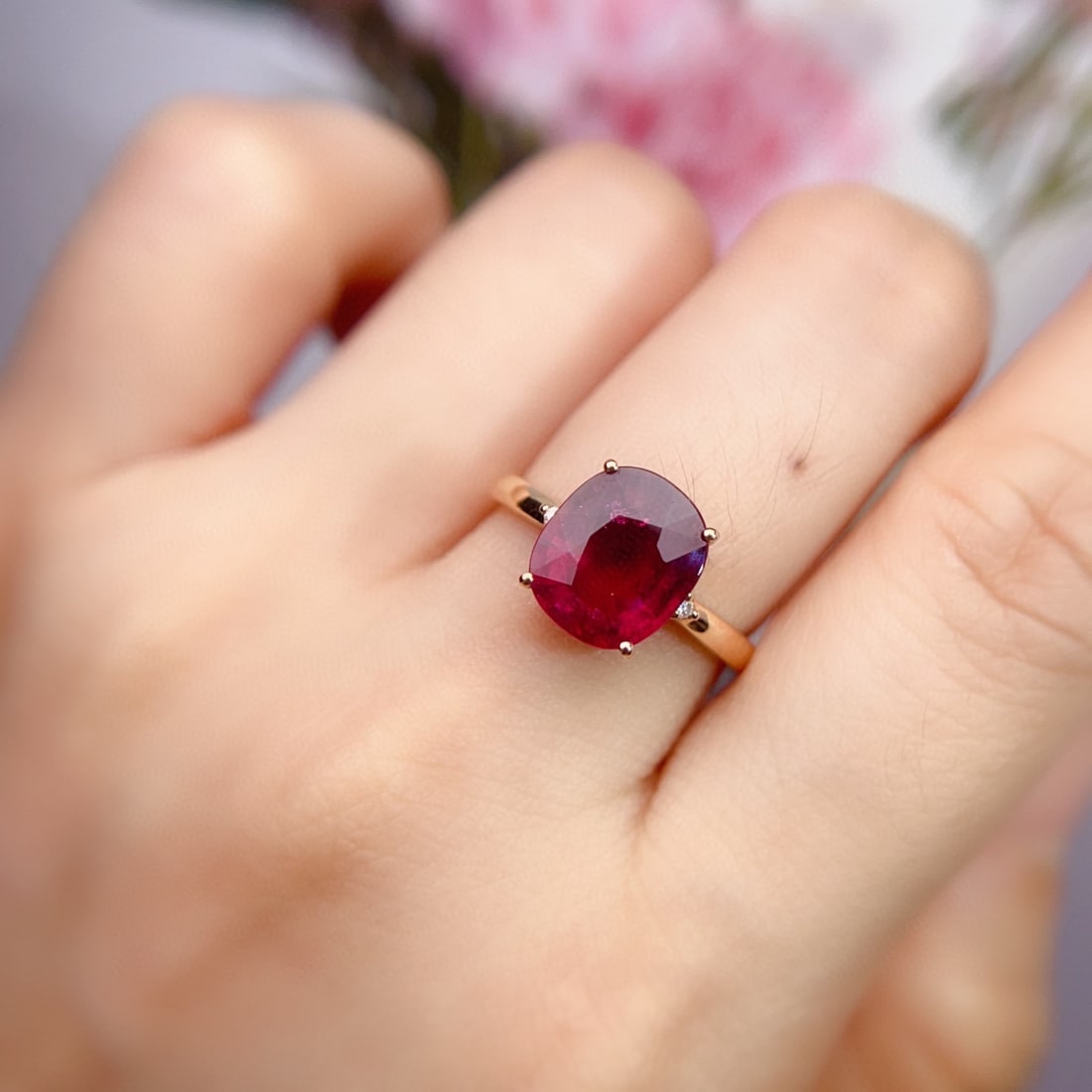 18K Gold Ring with Aquamarine Inlay - 6