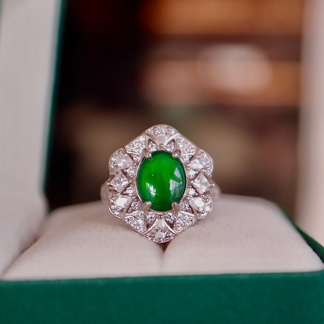 Natural Jade Pigeon Egg Ring: Natural jade pigeon egg ring, S925 pure silver inlay, back cover can be opened Reserve: $150.00 Shipping: Domestic: Shipping rates are determined by destination International: Foreign shipping rates a