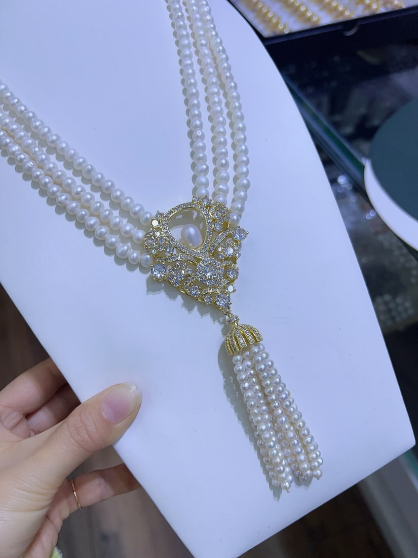 Natural white pearl necklace - 2