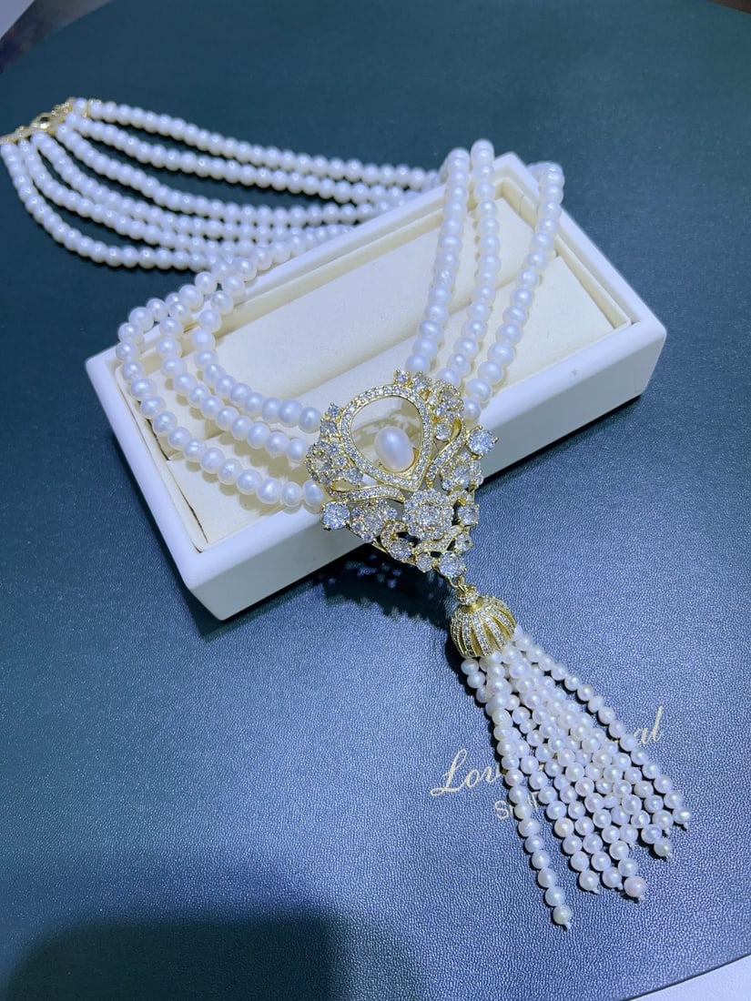 Natural white pearl necklace - 3