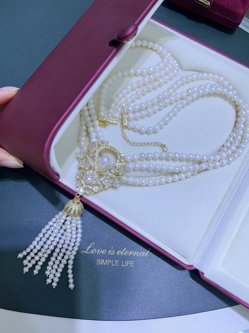 Natural white pearl necklace - 6