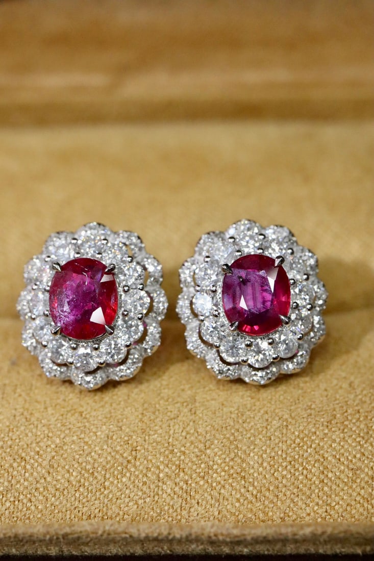 Natural Unheated Ruby Stud Earrings - 3