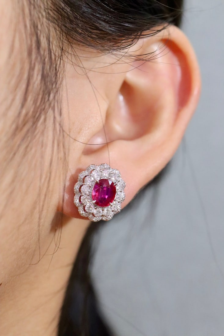 Natural Unheated Ruby Stud Earrings - 6