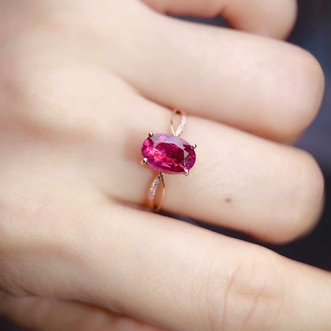 18k gold ring with diamond and tourmaline inlay - 6