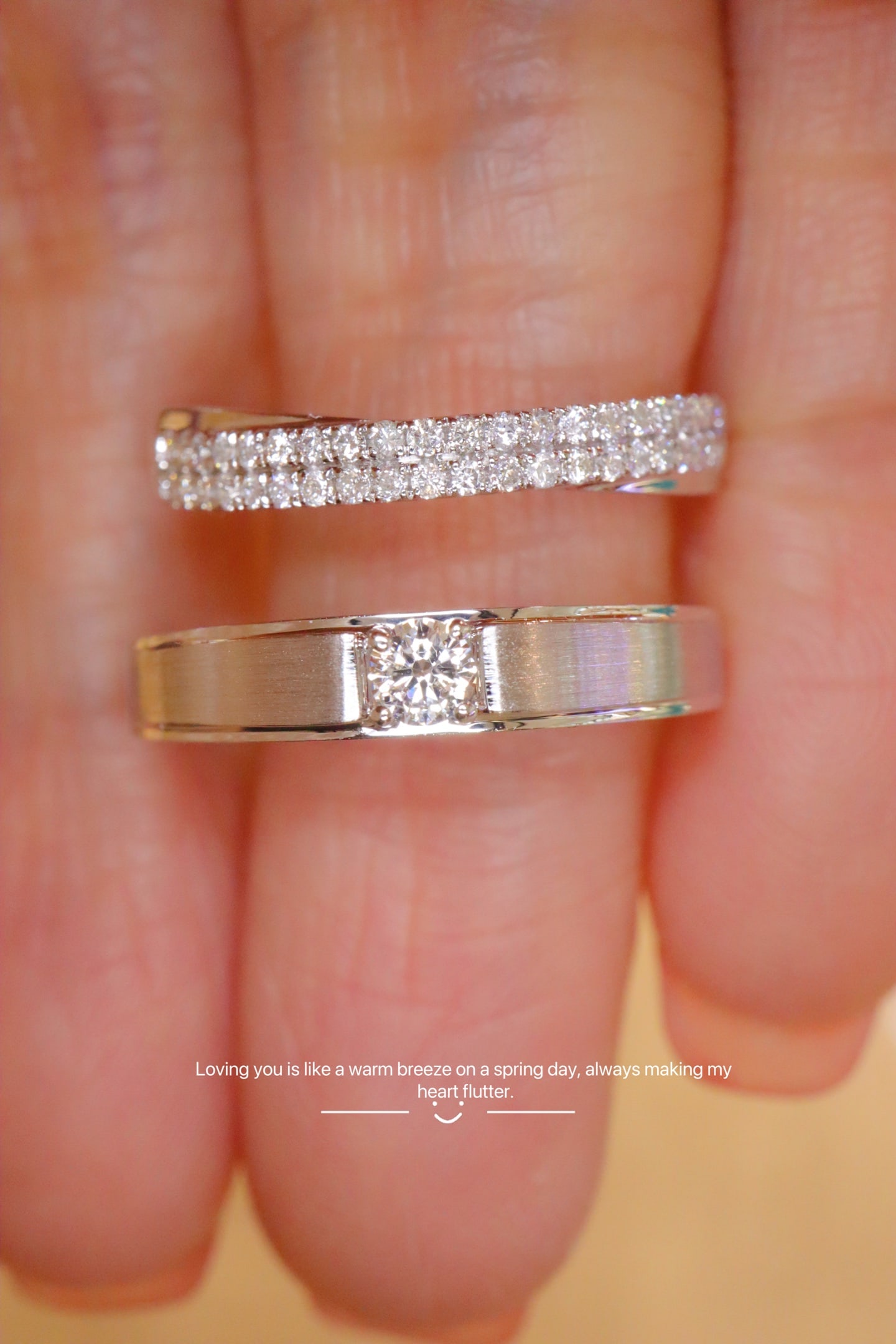 Platinum Pt950 Natural Diamond Eternal Promise Matching Rings: Platinum Pt950 Natural Diamond Eternal Promise Couple Ring Reserve: $2,200.00 Shipping:Domestic: Shipping rates are determined by destinationInternational: Foreign shipping rates are determined by