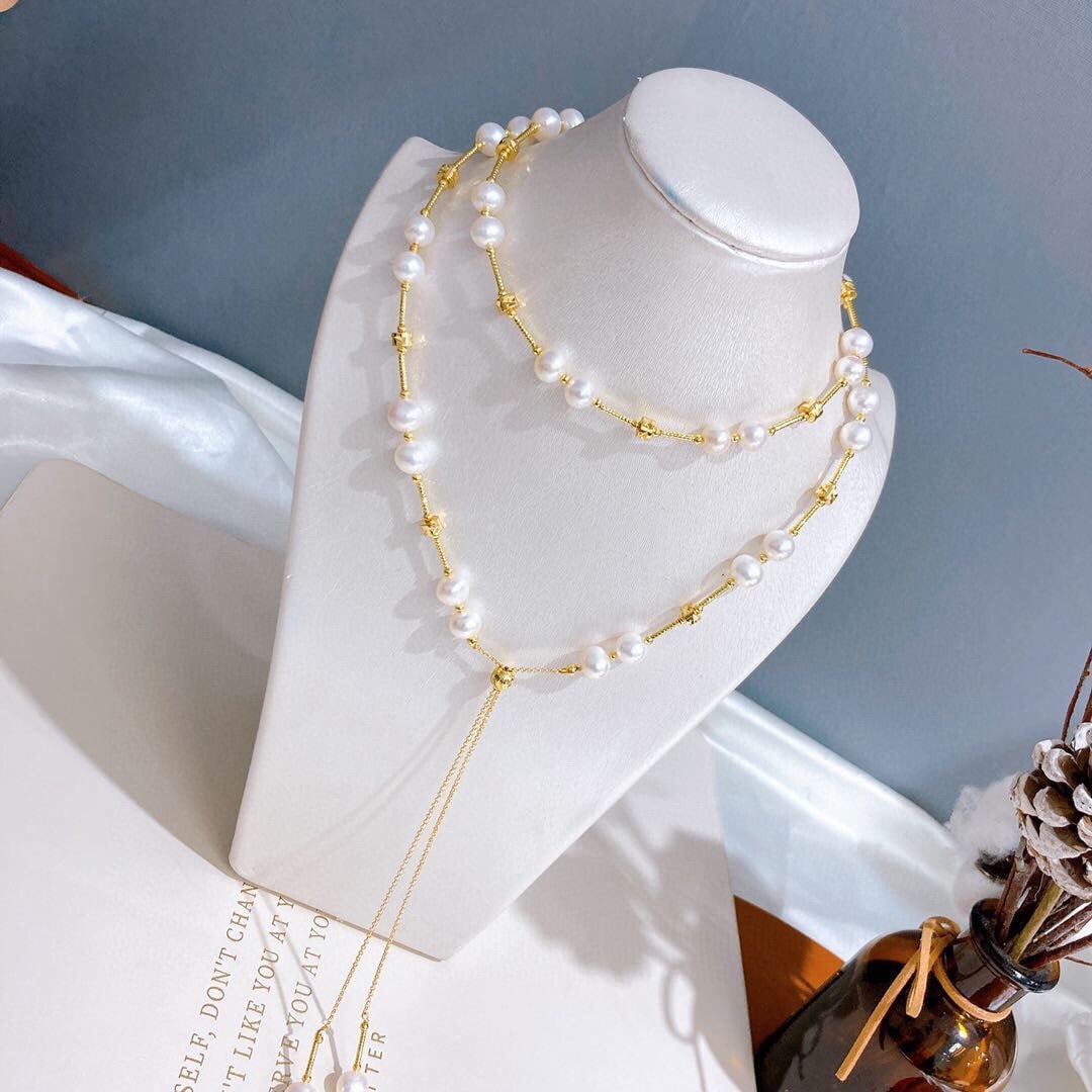 Adjustable Natural Pearl Sweater Chain - 5