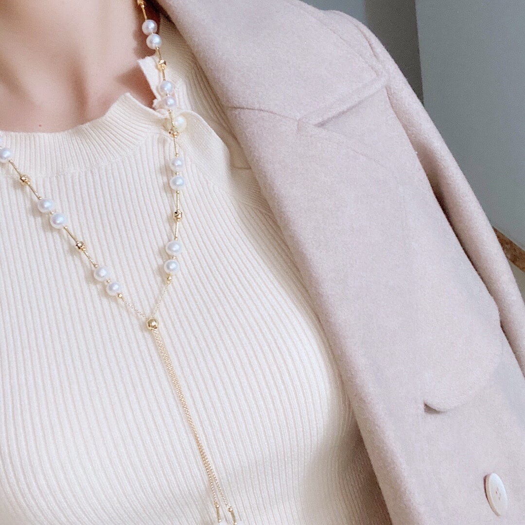 Adjustable Natural Pearl Sweater Chain - 6