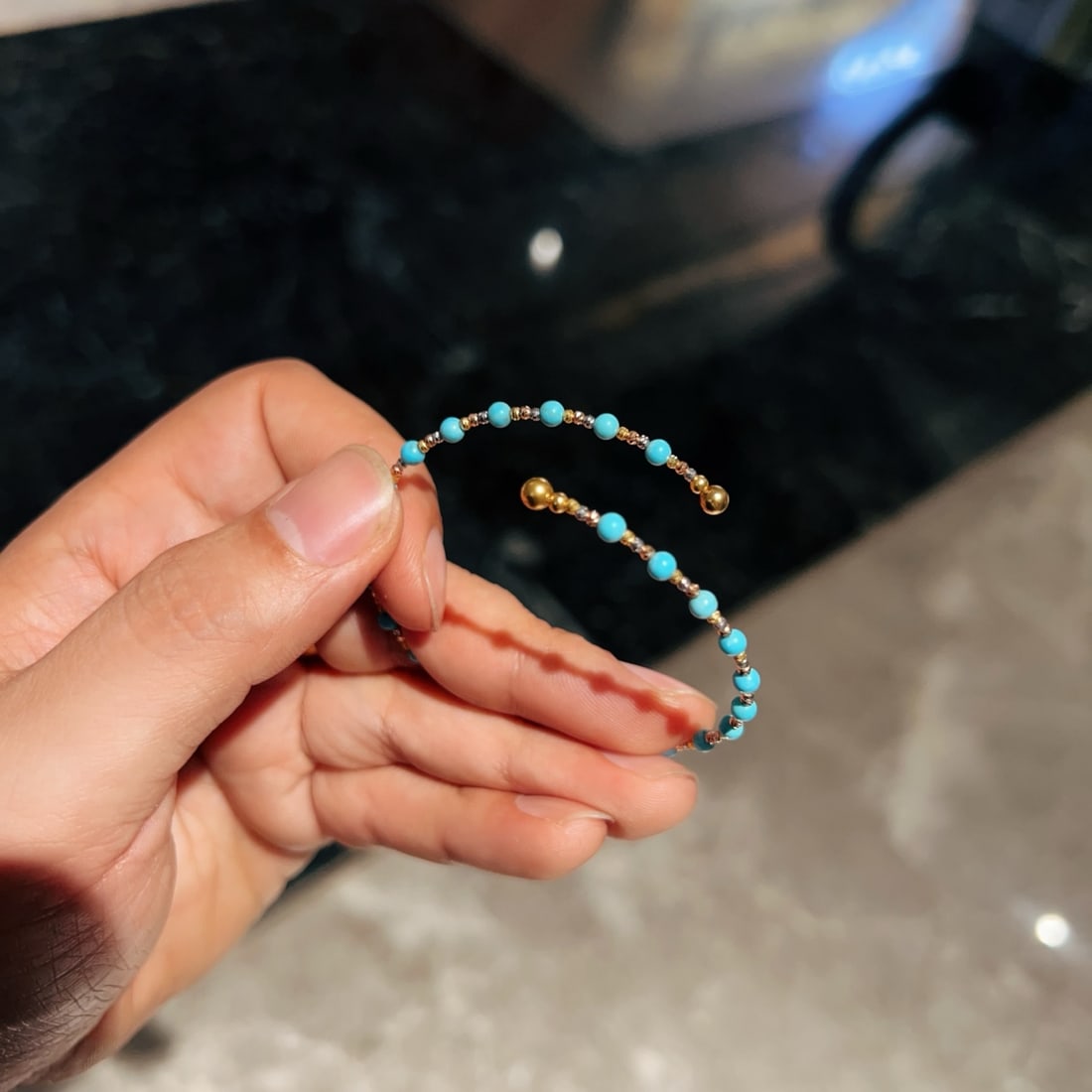 18K Gold Turquoise Bracelet - 4