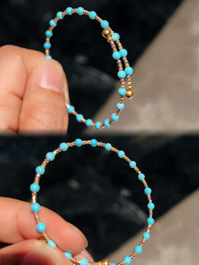18K Gold Turquoise Bracelet - 5