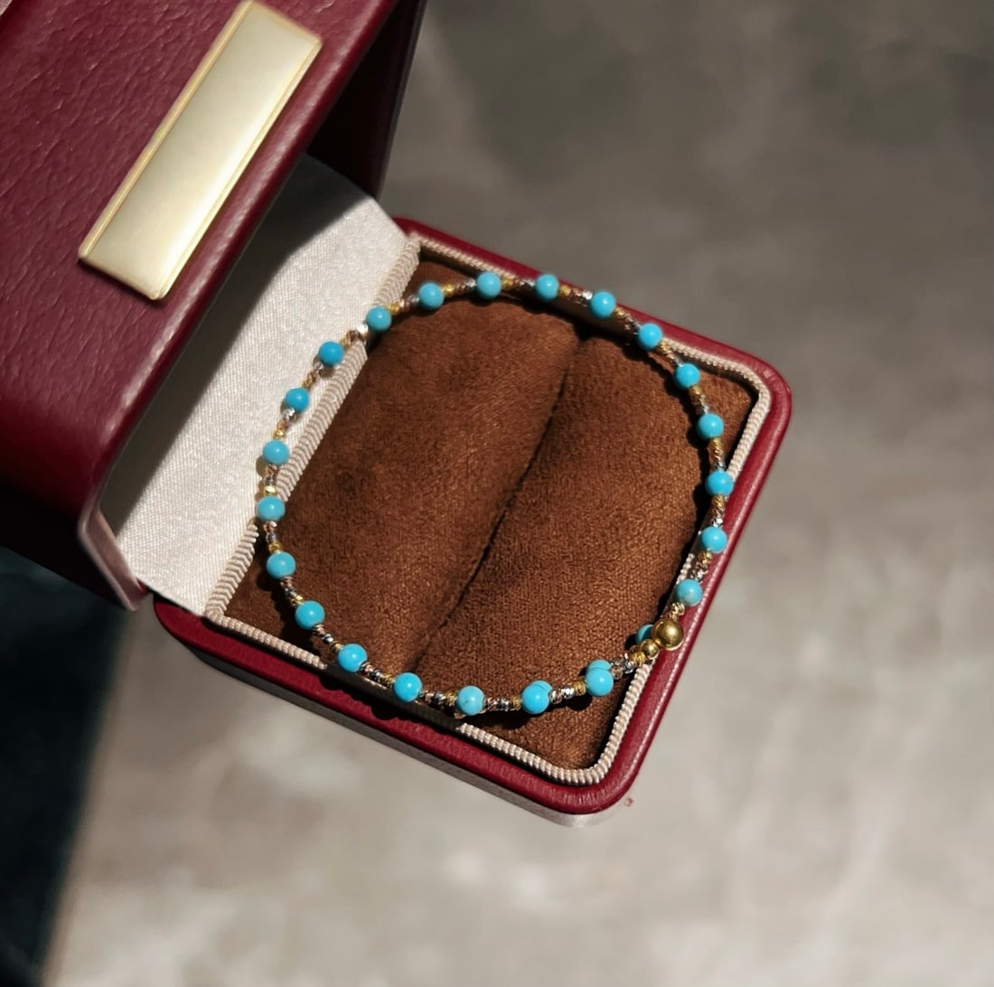 18K Gold Turquoise Bracelet - 7