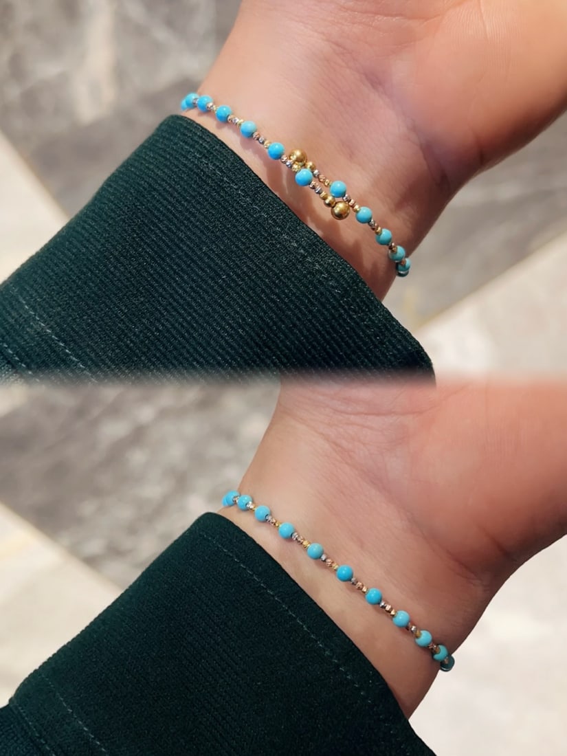 18K Gold Turquoise Bracelet - 8