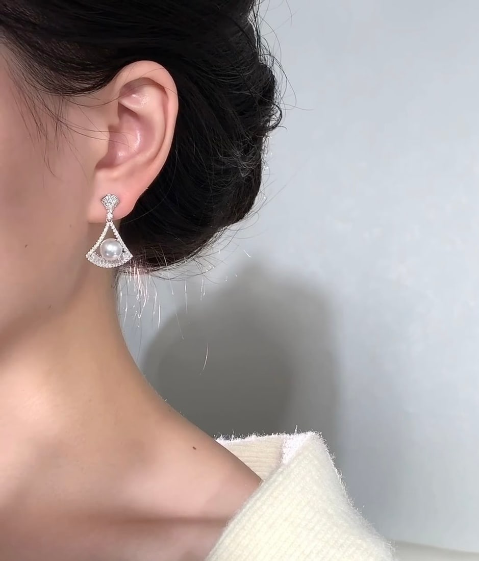 8mm Natural Freshwater Pearl Earrings Studs - 6