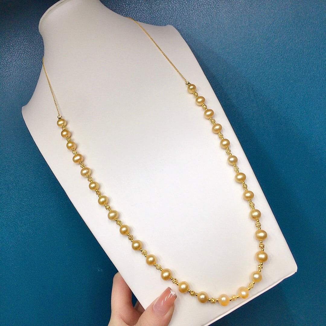 Natural Pearl Starry Sky Necklace Sweater Chain: Natural Pearl Starry Sky Necklace, approximately 8-9mm, with 18k gold-plated technique Reserve: $250.00 Shipping:Domestic: Shipping rates are determined by destinationInternational: Foreign