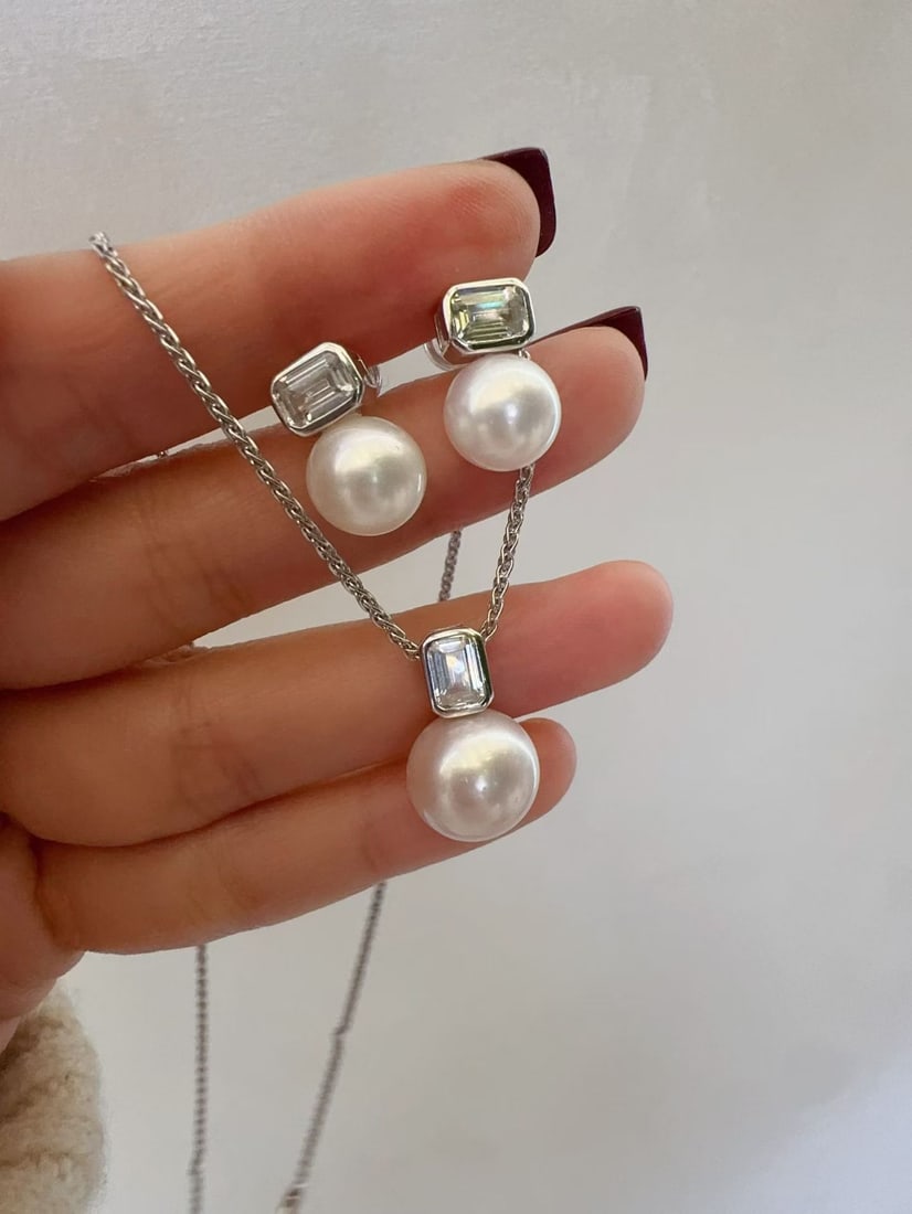 Sterling Silver Embedded Flawed Beaded Rock Candy Pearl Set - 2