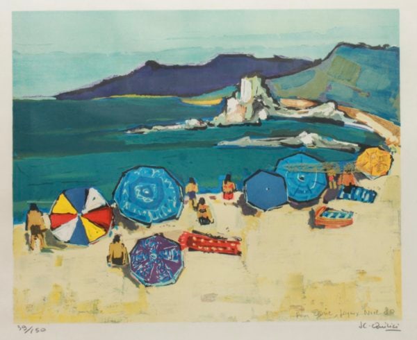 Jean Claude Quilici: Plage en Corse: Title: Jean Claude Quilici: Plage en Corse Description: Artist: Jean Claude Quilici Title: Plage en Corse Date: 1980 Medium: 12 color lithograph on Arches Dimensions: 22 x 30 inches Additional Informa