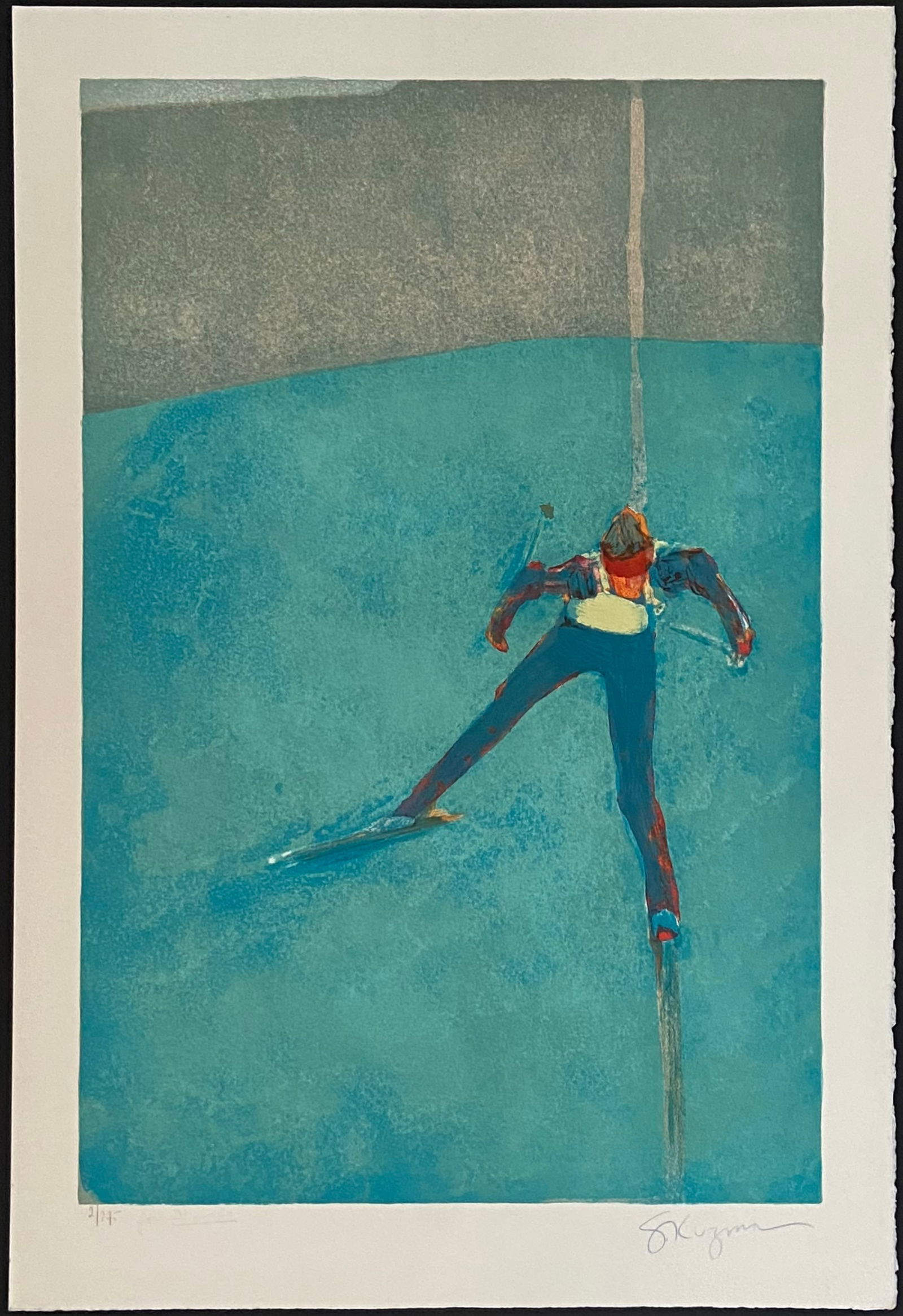 Stephen Kuzma: Skier: Title: Stephen Kuzma: Skier Description: Artist: Stephen Kuzma Title: Skier Type: Work on paper Date: N/A Medium: Lithograph Dimensions: 30 x 20 inches Signed and Dated: Signed and numbered Edition/Pu