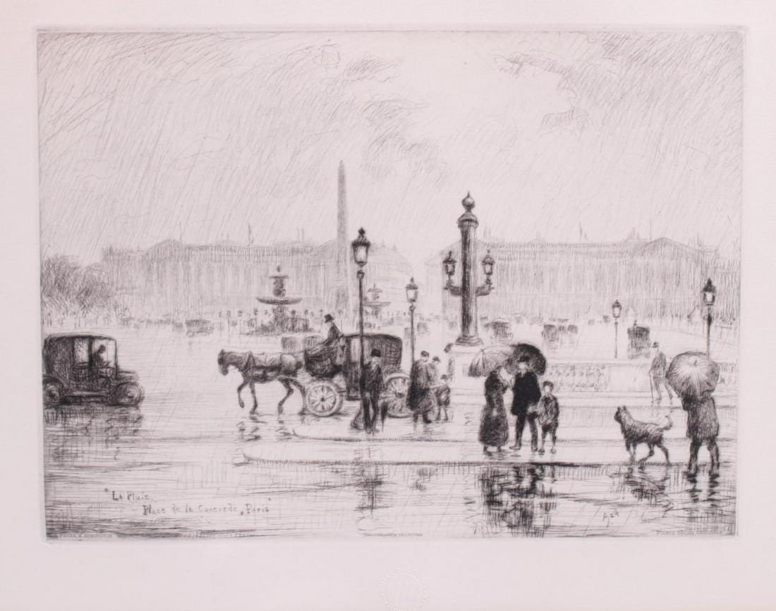 Frank Armington: La Pluie, Place de la Concorde, Paris: Title: Frank Armington: La Pluie, Place de la Concorde, Paris Description: Artist: Frank ArmingtonTitle: La Pluie, Place de la Concorde, ParisDate/Period: 1924Type: Work on paperMedium: