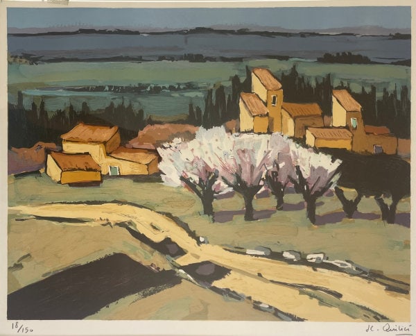 Jean Claude Quilici: Printemp aux Alpilles: Title: Jean Claude Quilici: Printemp aux Alpilles Description: Artist: Jean Claude Quilici Title: Printemp aux Alpilles Date: 1980 Medium: 12 color lithograph Dimensions: 24 x 19 inches Additional Inf
