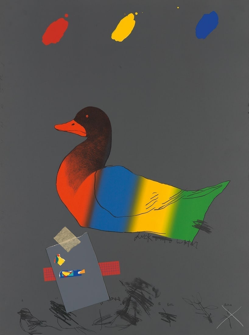 Raymond Saunders: Duck Out of Water: Title: Raymond Saunders: Duck Out of Water Description: Artist: Raymond Saunders Title: Duck Out of Water Type: Work on paper Date: 1975 Medium: Lithograph with silkscreen and collage Dimensions: 30 x