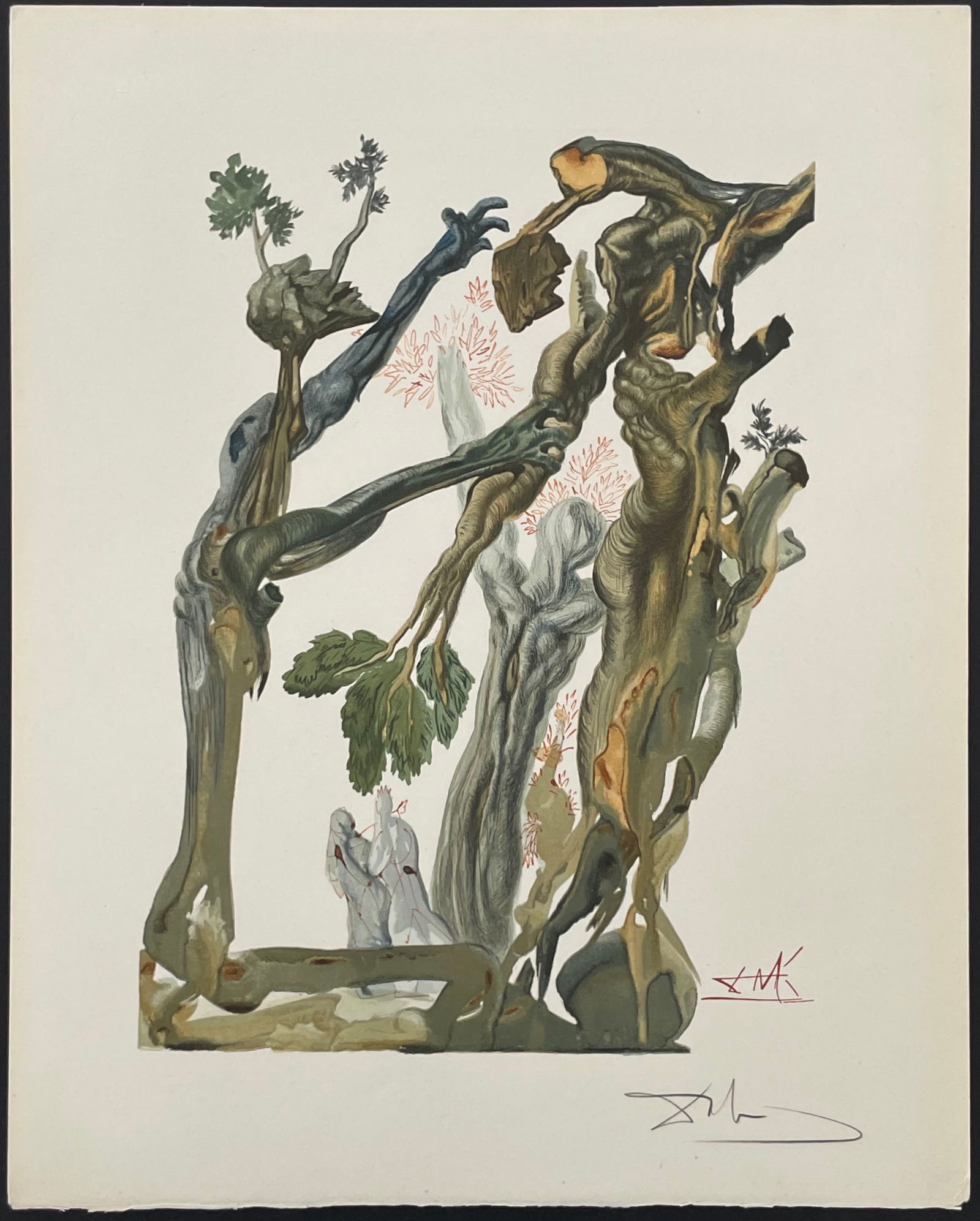 Salvador Dali: Divine Comedie inferno Canto 13-1 forest of the suicides: Title: Salvador Dali: Divine Comedie inferno Canto 13-1 forest of the suicides Description: Artist: Salvador DaliTitle: Divine Comedie inferno Canto 13-1 forest of the suicidesDate/Period: 1960Type: