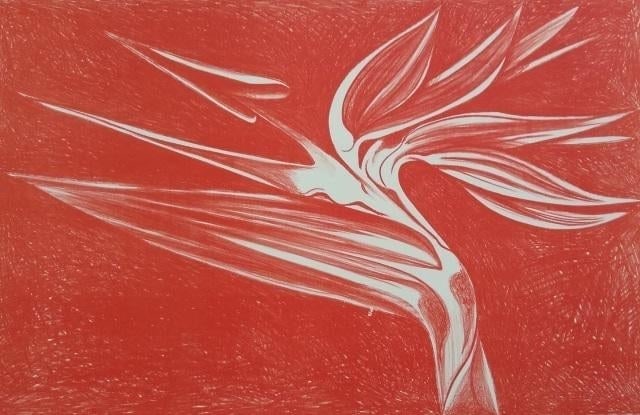 Lowell Nesbitt: Bird of Paradise (Red): Title: Lowell Nesbitt: Bird of Paradise (Red) Description: Artist: Lowell Nesbitt Title: Bird of Paradise (Red) Type: Work on paper Date: 1980 Medium: Serigraph Dimensions: 21 x 33 inches Signed and D