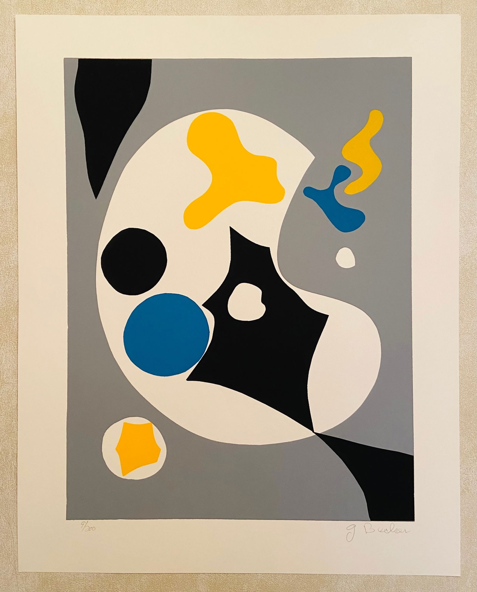 G. Becker: Grey Yellow Black White Abstract: Title: G. Becker: Grey Yellow Black White Abstract Description: Artist: G. BeckerTitle: Grey Yellow Black White AbstractDate/Period: 1970Type: Work on paperMedium: SilkscreenDimension: 20 x 16