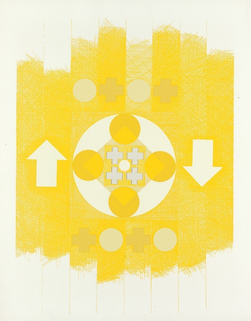 George Ortman: Untitled: Title: George Ortman: Untitled Description: Artist: George Ortman Title: Untitled Type: Work on paper Date: 1964 Medium: Color screenprint with die-cut Dimensions: 24 x 20 inches Signed and Dated: Uns