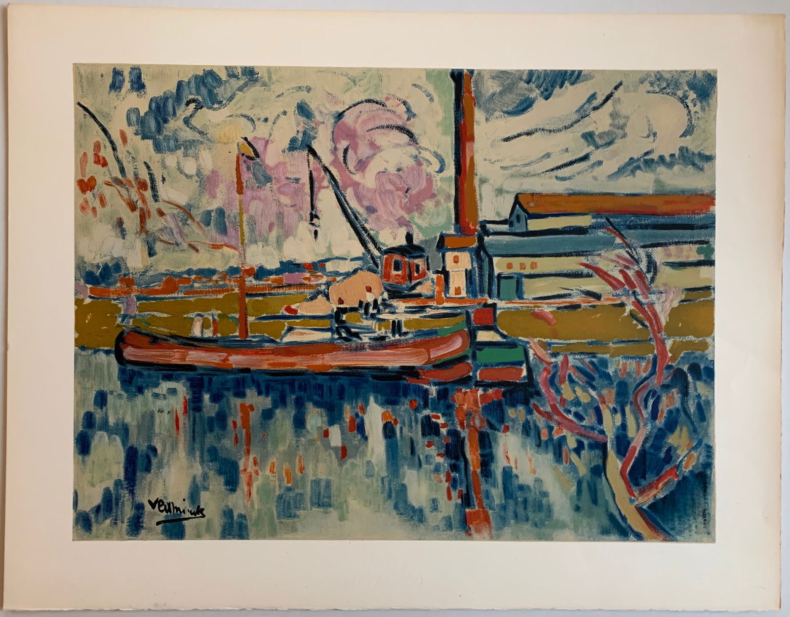 Maurice de Vlaminck: Paysage a Chatou, 1906: Title: Maurice de Vlaminck: Paysage a Chatou, 1906 Description: Artist: Maurice de VlaminckTitle: Paysage a Chatou, 1906Year: 1972Medium: Offset lithograph and halftones on Arches paperType: Work on