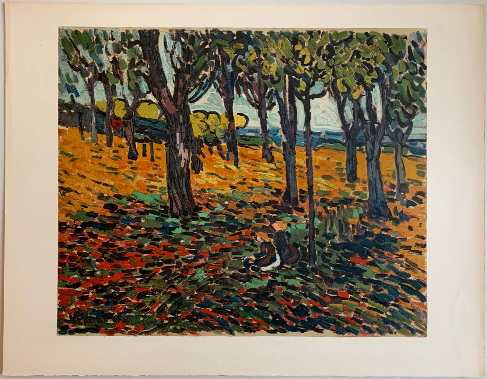 Maurice de Vlaminck: La Chataigneraie a Chatou, avec Personnages: Title: Maurice de Vlaminck: La Chataigneraie a Chatou, avec Personnages Description: Artist: Maurice de VlaminckTitle: La Chataigneraie a Chatou, avec PersonnagesYear: 1972Medium: Offset lithograph