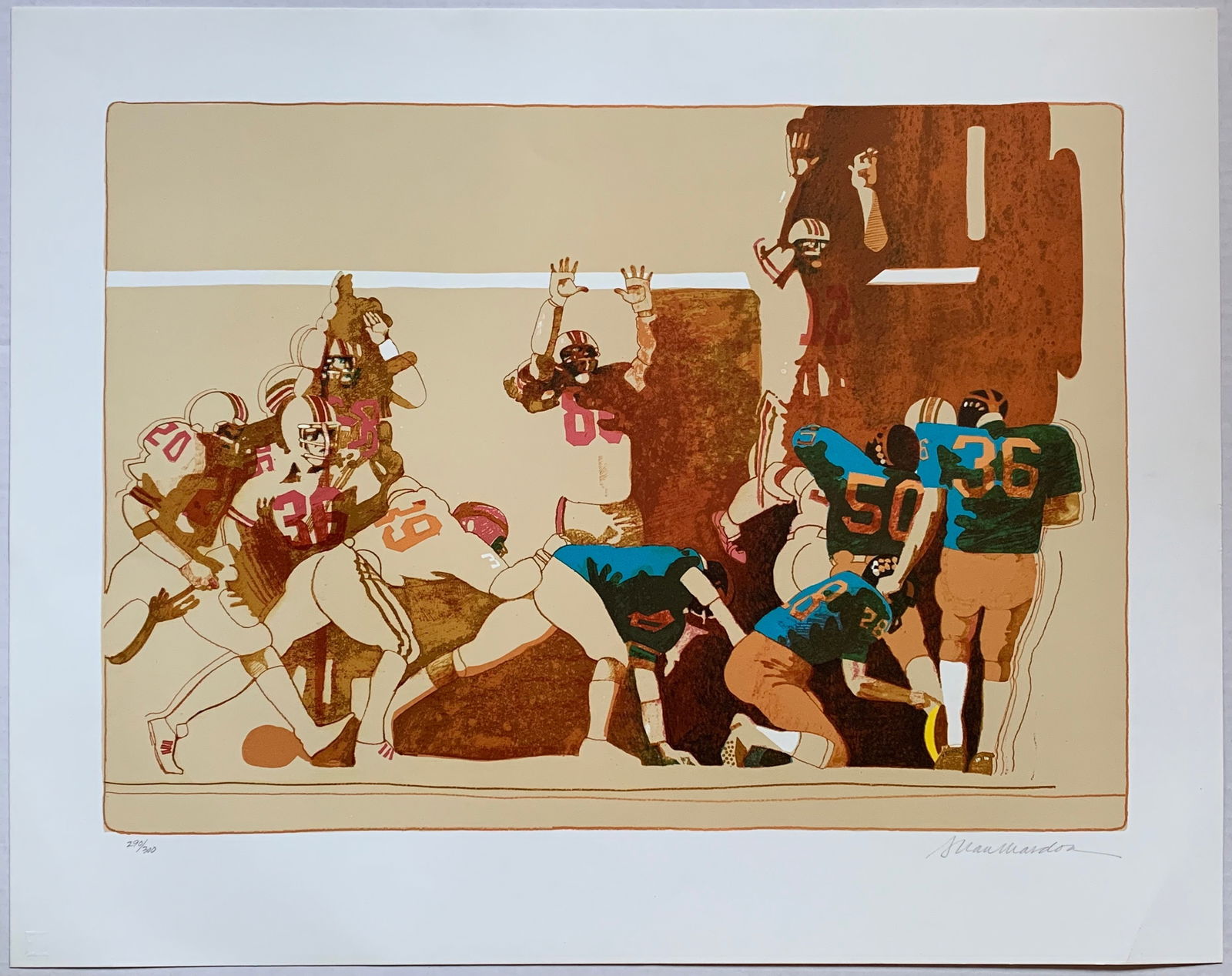 Allan Mardon: NFL: Title: Allan Mardon: NFL Description: Artist: Allan Mardon Title: NFL Type: Work on paper Date: N/A Medium: Lithograph Dimensions: 21 x 26.5 inches Signed and Dated: Signed and numbered Edition/Publis
