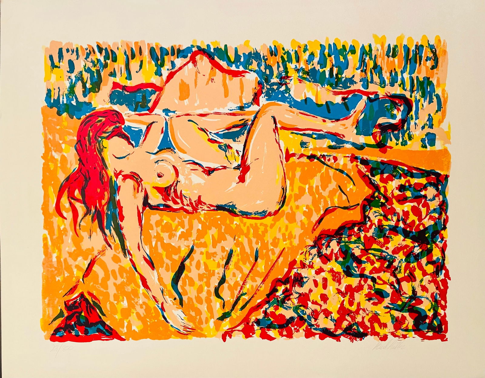 Paul Ritter: Figure on Couch: Title: Paul Ritter: Figure on Couch Description: Artist: Paul RitterTitle: Figure on CouchType: Work on paperDate: 1970Medium: SilkscreenDimensions: 16 x 20 inchesSigned and Dated: Signed and