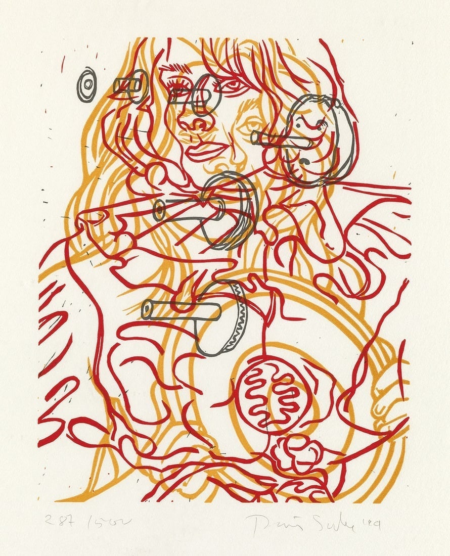 David Salle: Untitled (for the Film Forum): Title: David Salle: Untitled (for the Film Forum) Description: Artist: David SalleTitle: Untitled (for the Film Forum)Type: Work on paperDate: 1991Medium: Color linocut on 300 gram Hahnemuhle