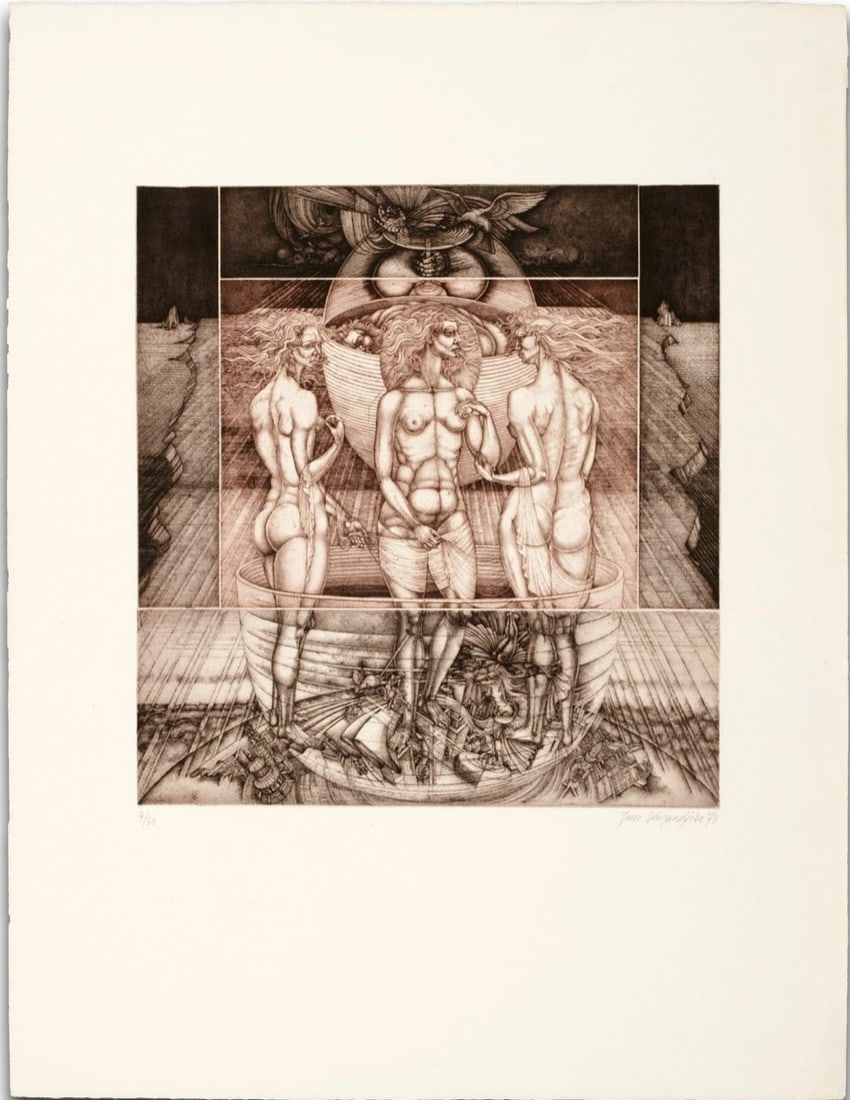 Jean Kazandjian: The Three Graces: Title: Jean Kazandjian: The Three Graces Description: Artist: Jean KazandjianTitle: The Three GracesType: Work on paperDate: 1975Medium: EngravingDimensions: 26 x 20 inchesSigned and Dated: signed