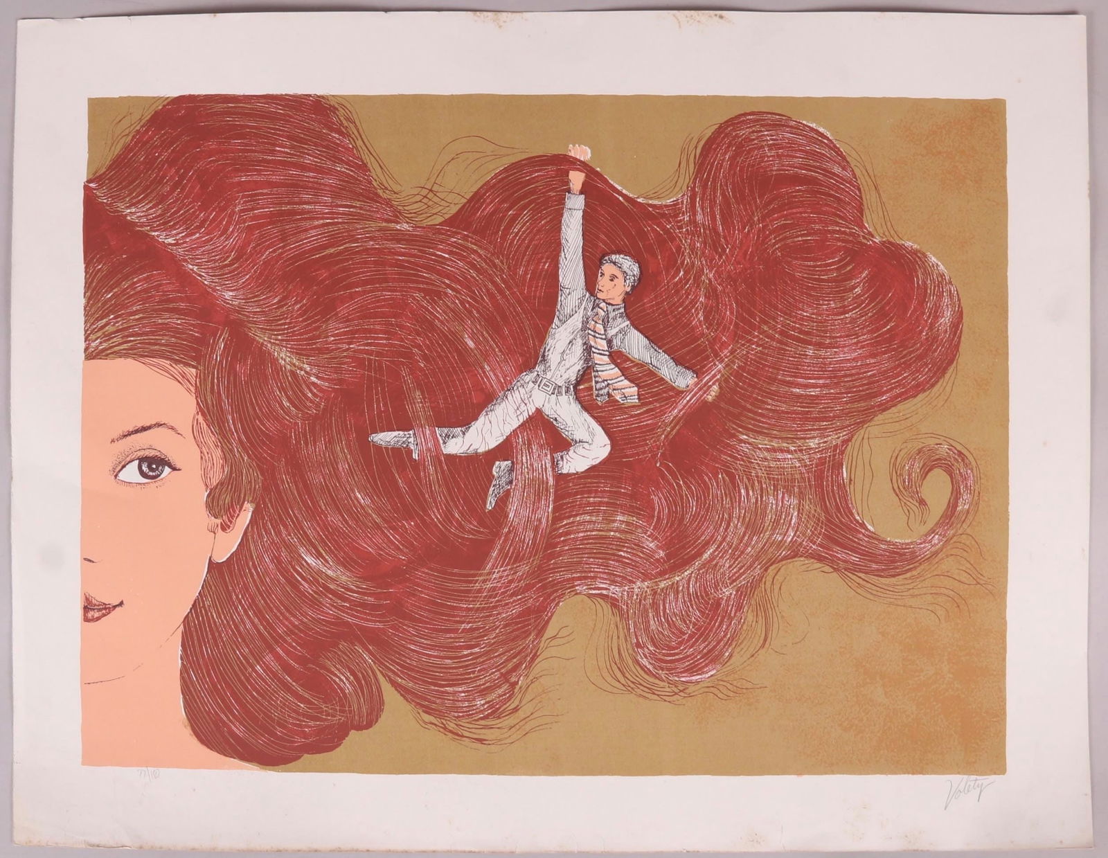 Volety: Out of my Hair: Title: Volety: Out of my Hair Description: Artist: VoletyTitle: Out of my HairType: Work on paperDate: 1970Medium: SilkscreenDimensions: 20 x 26 inchesSigned and Dated: Signed and