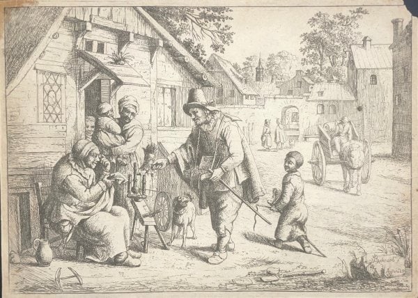 After Adriaen van Ostade: Spectacled Peddler: Title: After Adriaen van Ostade: Spectacled Peddler Description: Artist: After Adriaen van OstadeTitle: Spectacled PeddlerDate: 1700sMedium: EtchingDimensions: 5 1/2 x 7 1/2 in ; 14 x 19.1