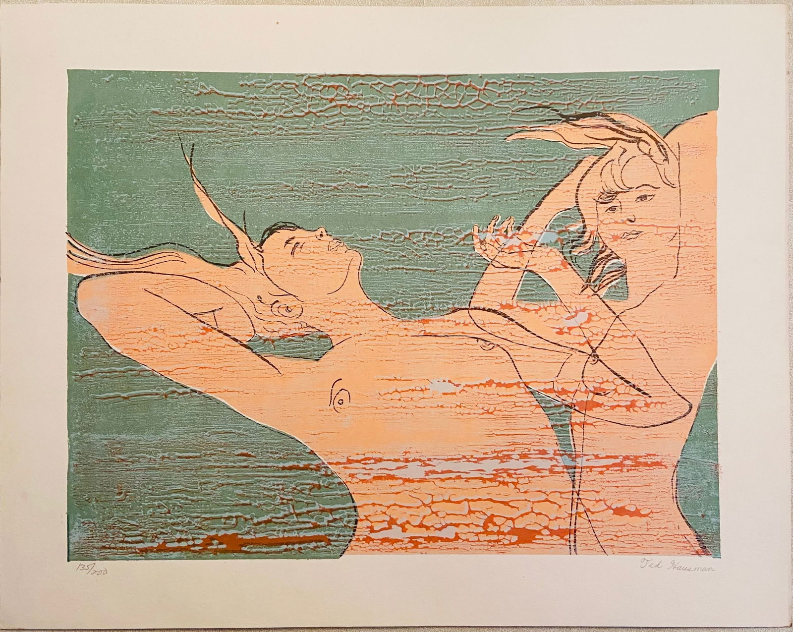 Ted Hausman: Figure Couple Dancing: Title: Ted Hausman: Figure Couple Dancing Description: Artist: Ted HausmanTitle: Figure Couple DancingYear: 1970Medium: SilkscreenType: Work on paperDimensions: 16 x 20 inchesSigned and dated: Signed