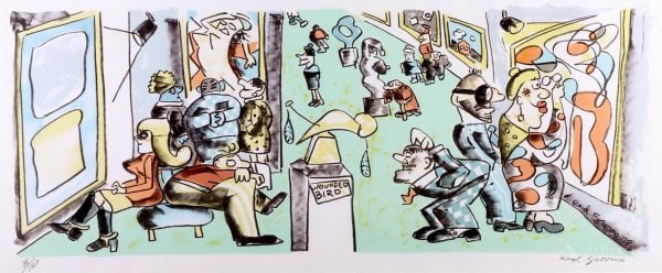 Red Grooms: Museum: Title: Red Grooms: Museum Description: Artist: Red GroomsTitle: MuseumDate: 1978Medium: LithographDimensions: Sheet: 10.25 x 23.75 inches ; Frame: 15.25 x 28.75 inchesSigned and Dated: Signed and