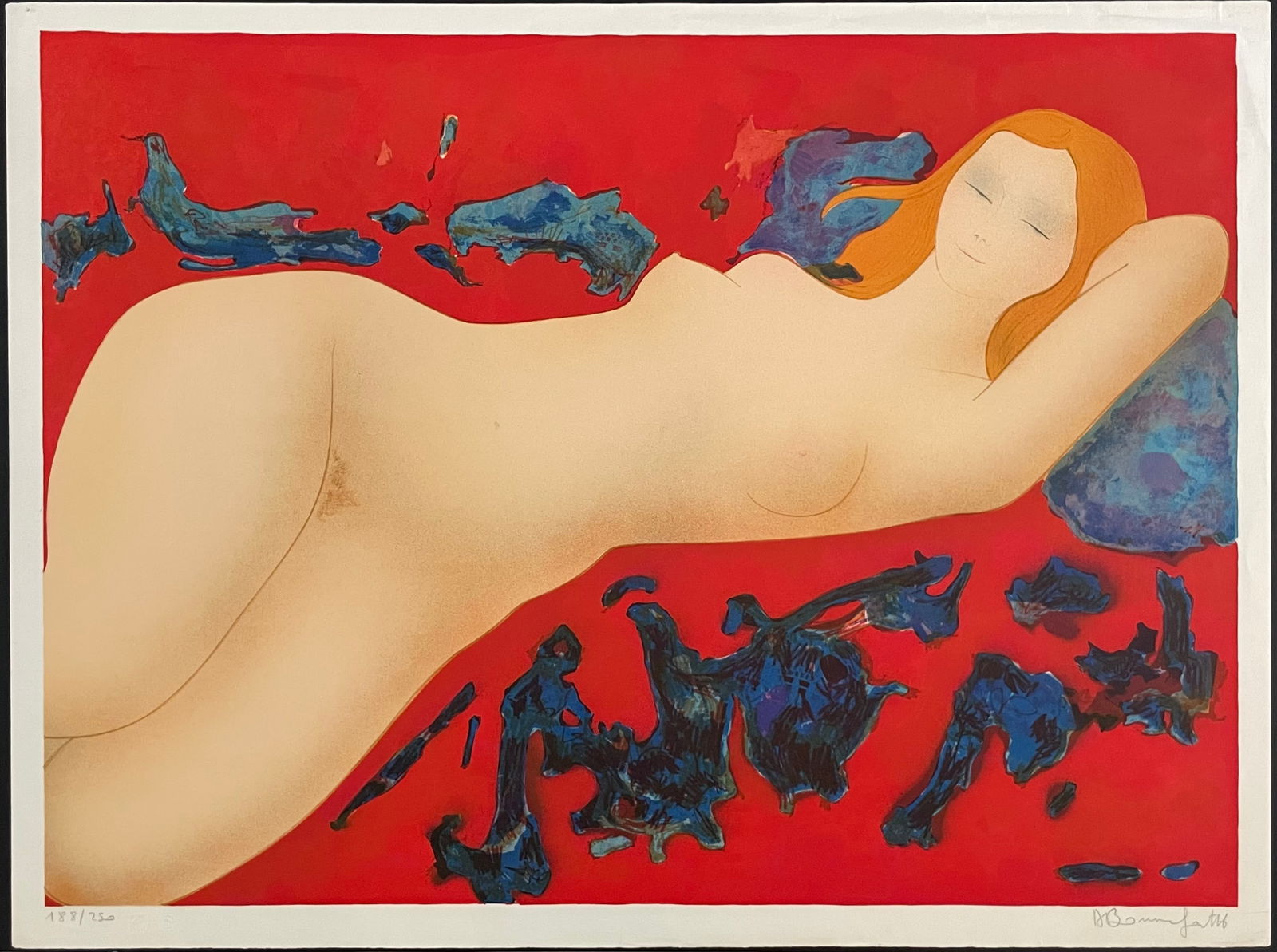 Alain Bonnefoit: Reclining Figure: Title: Alain Bonnefoit: Reclining Figure Description: Artist: Alain BonnefoitTitle: Reclining FigureDate/Period: UnknownType: Work on paperMedium: LithographDimension: 22 x 30 inchesSigned & Dated: