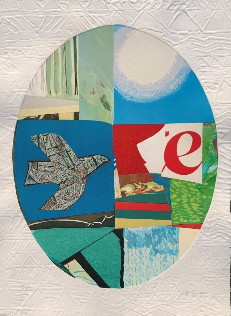 Max Papart: Abstract Oval Composition with Birds and Other Images: Title: Max Papart: Abstract Oval Composition with Birds and Other Images Description: Artist: Max Papart Title: Abstract Oval Composition with Birds and Other Images Type: Work on paper Date: N/A Medi