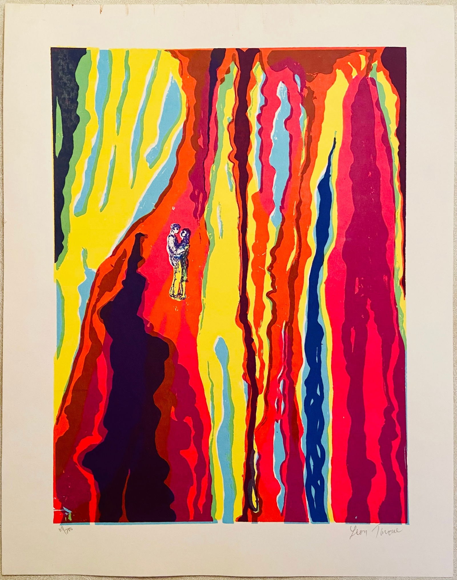 Leon Tarone: Couple Psycadelic Colors: Title: Leon Tarone: Couple Psycadelic Colors Description: Artist: Leon Tarone Title: Couple Psycadelic Colors Type: Work on paper Date: 1960 Medium: Silkscreen Dimensions: 20 x 16 inches Signed and Da