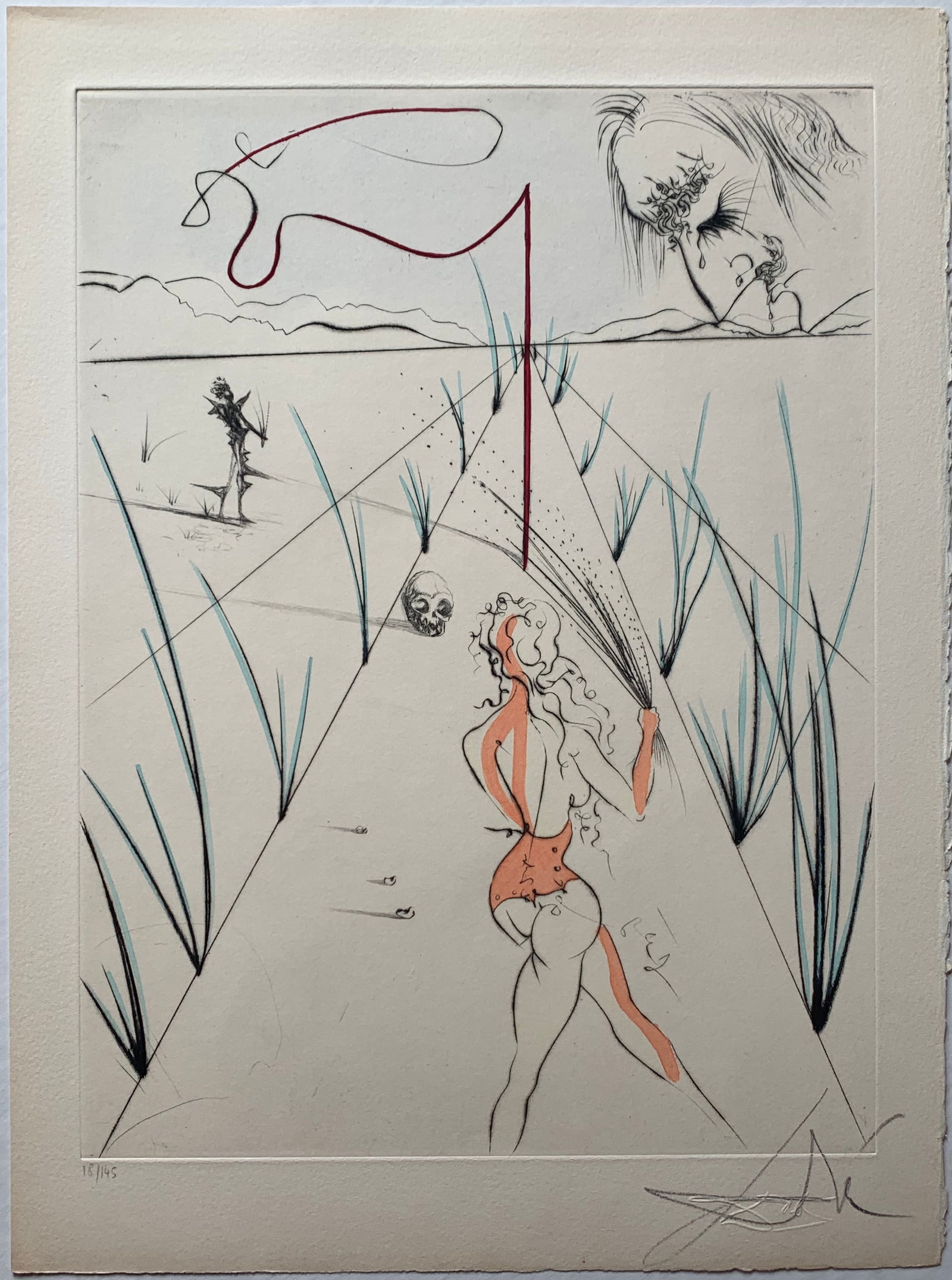 Salvador Dali: La Femme au Fouet (Woman with Whip): Title: Salvador Dali: La Femme au Fouet (Woman with Whip) Description: Artist: Salvador DaliTitle: La Femme au Fouet (Woman with Whip)Year: 1969Medium: Engraving on Arches paperType: Work on