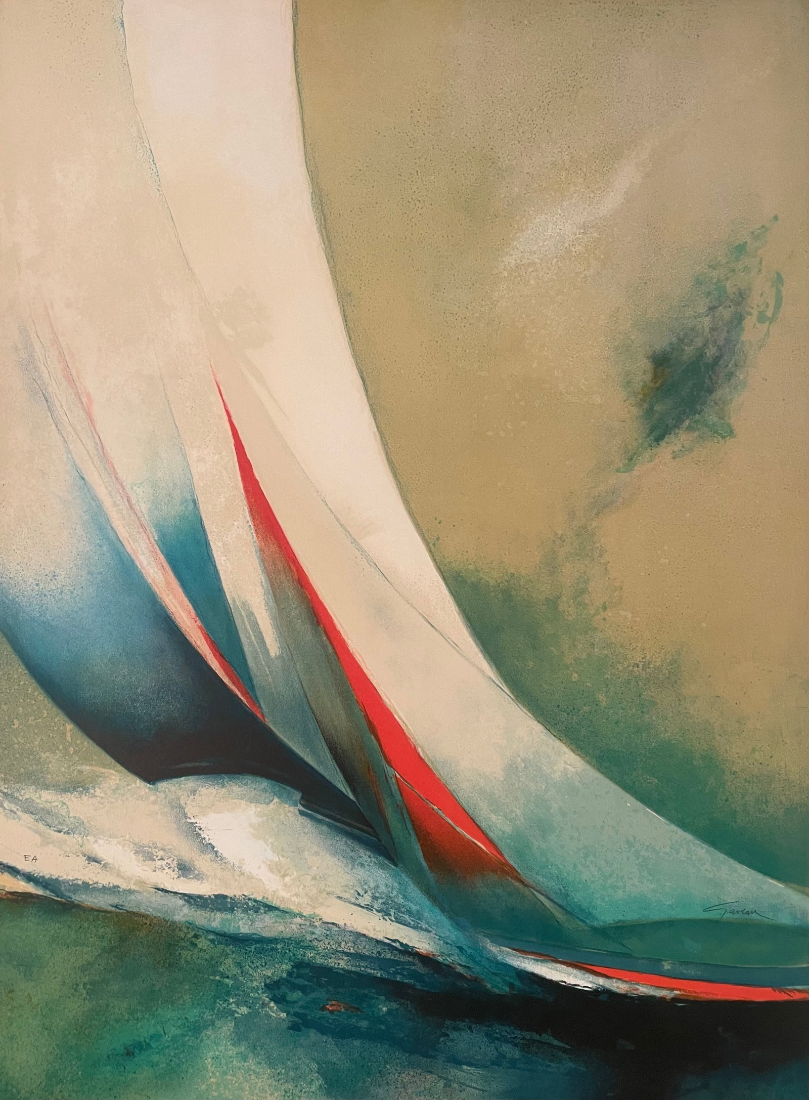 Claude Gaveau: White Sails: Title: Claude Gaveau: White Sails Description: Artist: Claude GaveauTitle: White SailsMedium: LithographType: Work on paperDimensions: 28" x 21Signed and dated: signed and. numbered in pencilEdition